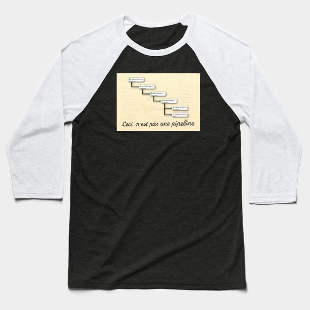 This is Not a Pipe(line): Surrealism in Software Baseball T-Shirt by LuxAeterna